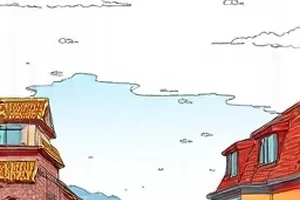 青铜灯与少年漫画封面，古灯纹样与少年侧脸