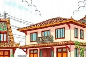 山海食单漫画封面，古代灶台与山珍食材手绘